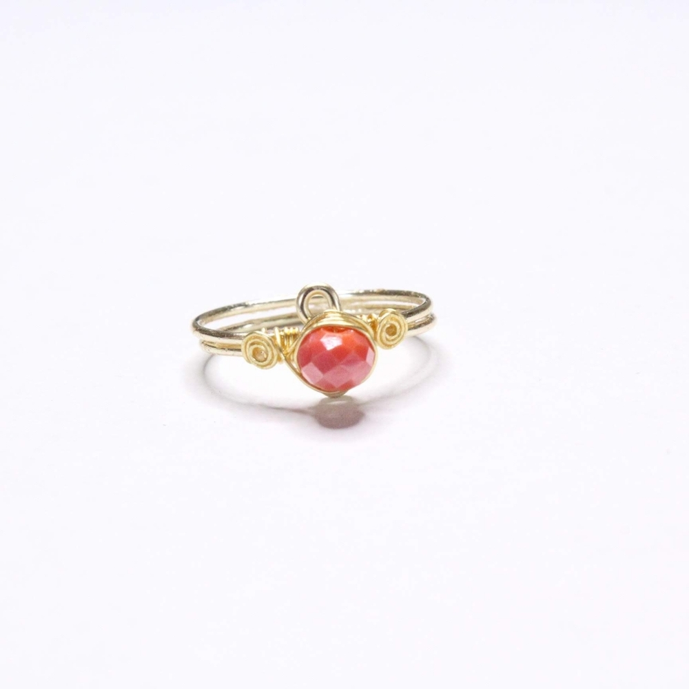 Handmade Coral Glass Ring